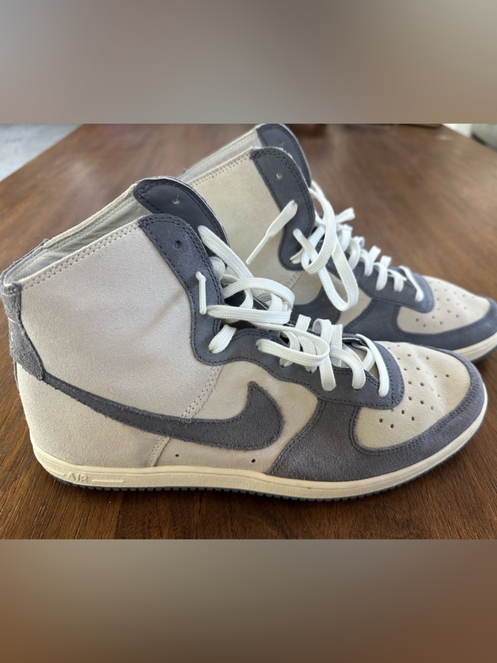 Nike Men’s High-Top Suede Sneakers - Gray & White